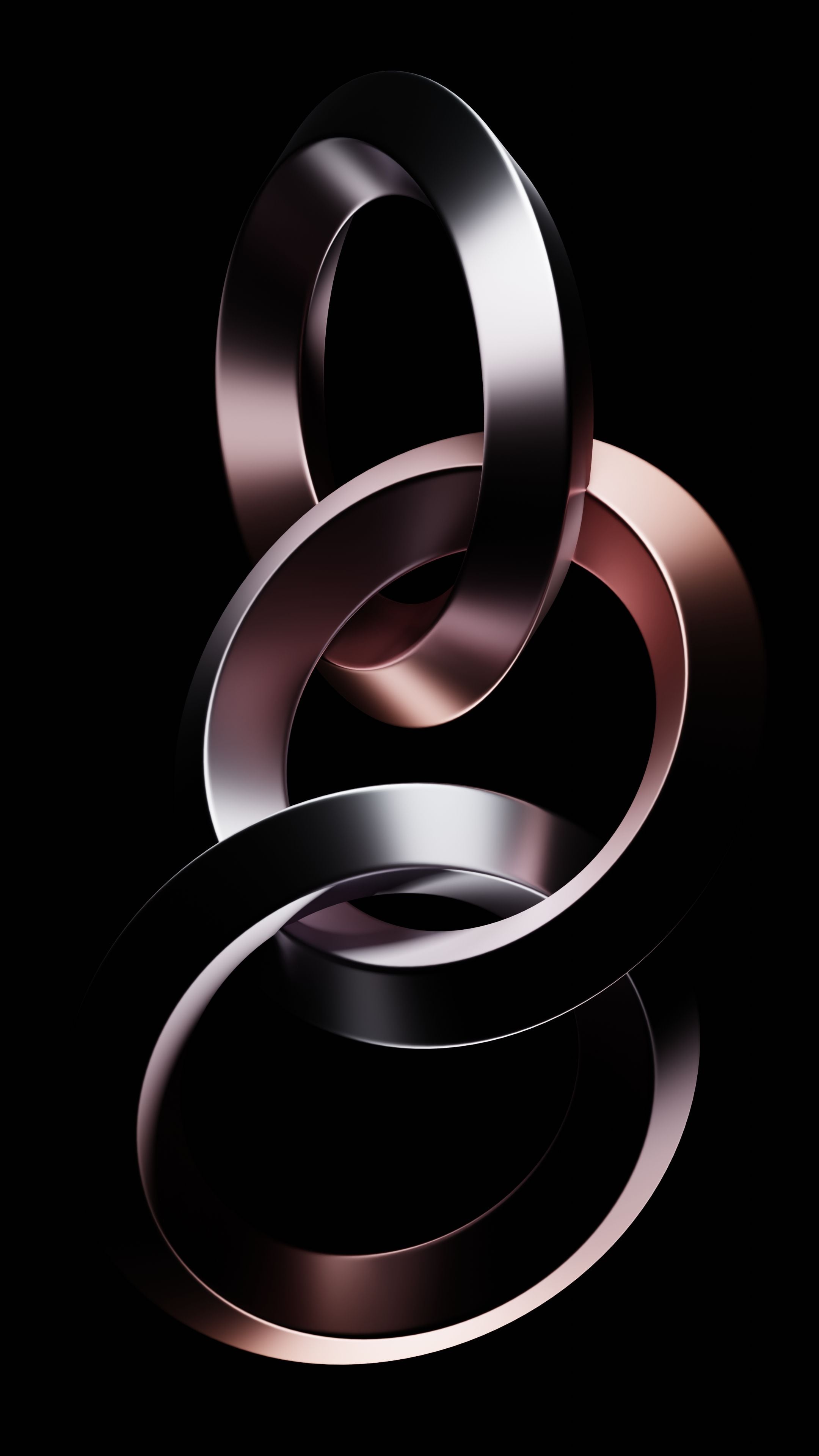 Abstract interlocking metallic rings